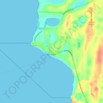 Denham topographic map, elevation, terrain