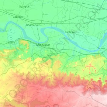 Mirzapur topographic map, elevation, terrain