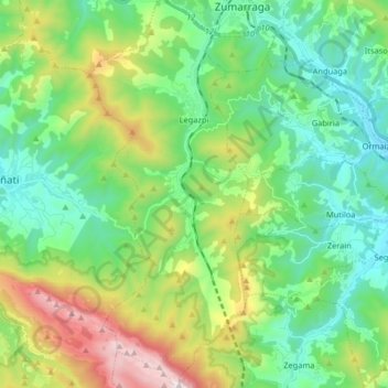 Legazpia topographic map, elevation, terrain