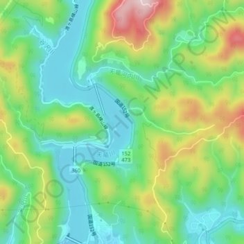 船明ダム湖 topographic map, elevation, terrain