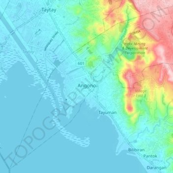 Angono topographic map, elevation, terrain