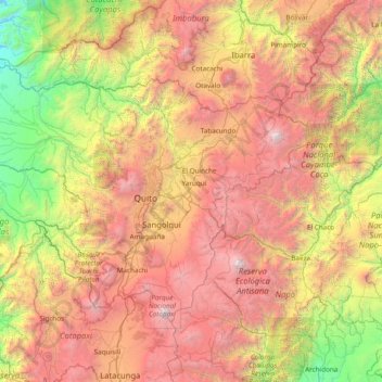 Pichincha topographic map, elevation, terrain