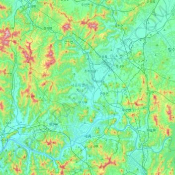 Sejong topographic map, elevation, terrain