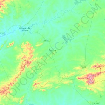 Iguaracy topographic map, elevation, terrain