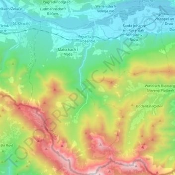 Feistritz im Rosental topographic map, elevation, terrain