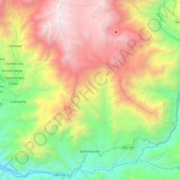 Quinistaquillas topographic map, elevation, terrain