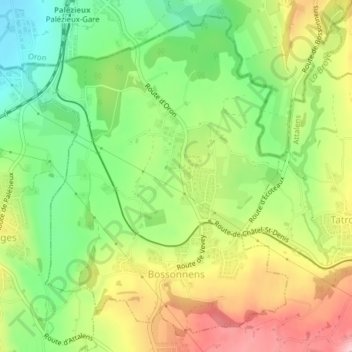 Bossonnens topographic map, elevation, terrain