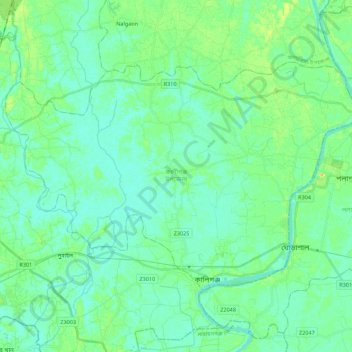 Kaliganj Upazila topographic map, elevation, terrain