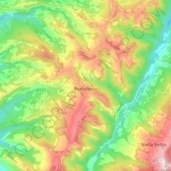 Bossolasco topographic map, elevation, terrain