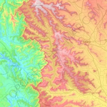 Koyna topographic map, elevation, terrain