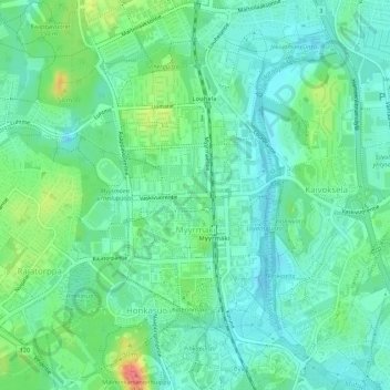 Myyrmäki topographic map, elevation, terrain