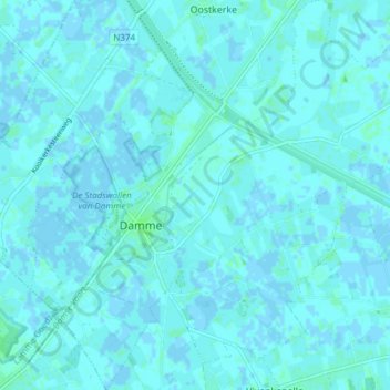 Damme topographic map, elevation, terrain