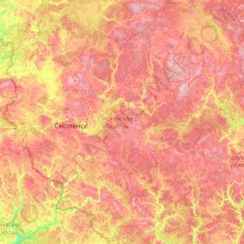 Smolensk Oblast topographic map, elevation, terrain