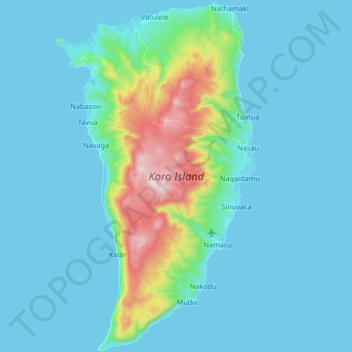 Koro Island topographic map, elevation, terrain