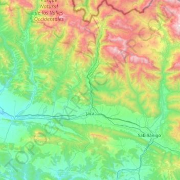 Jaca topographic map, elevation, terrain