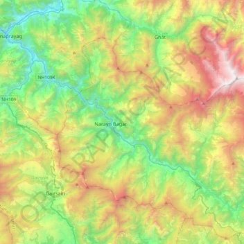 Pindar River topographic map, elevation, terrain