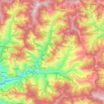 Kotkhai topographic map, elevation, terrain
