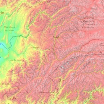 Badakhshan Province topographic map, elevation, terrain
