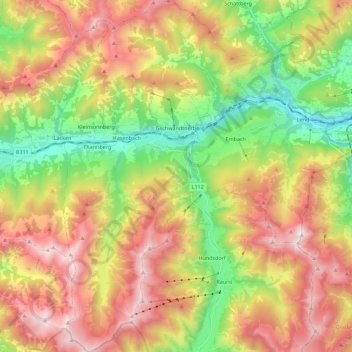 Taxenbach topographic map, elevation, terrain