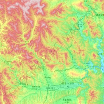 Yanji City topographic map, elevation, terrain