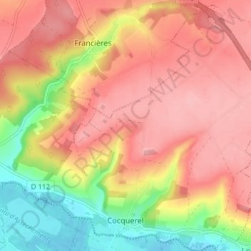 Cocquerel topographic map, elevation, terrain