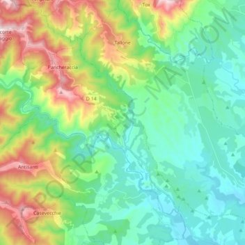 Tallone topographic map, elevation, terrain