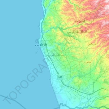 منطقة طرطوس topographic map, elevation, terrain