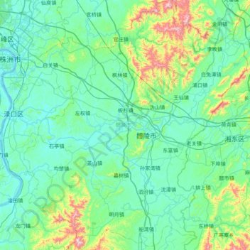 Liling topographic map, elevation, terrain