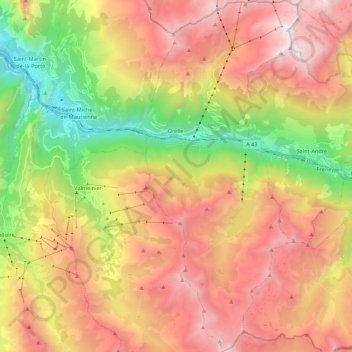 Orelle topographic map, elevation, terrain