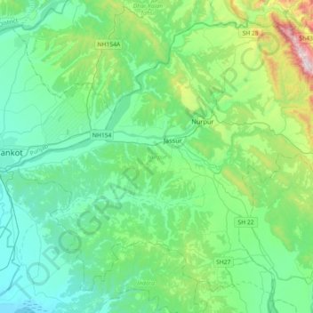 Nurpur topographic map, elevation, terrain