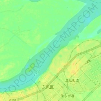 Jianguo Subdistrict topographic map, elevation, terrain