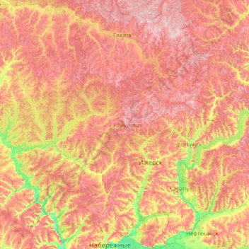 Oudmourtie topographic map, elevation, terrain