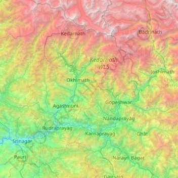 Alaknanda topographic map, elevation, terrain