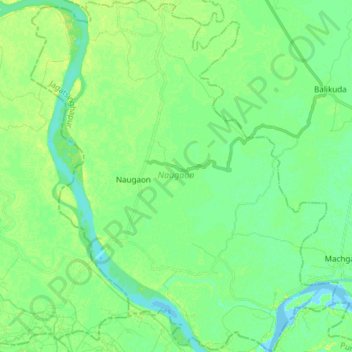 Naugaon topographic map, elevation, terrain