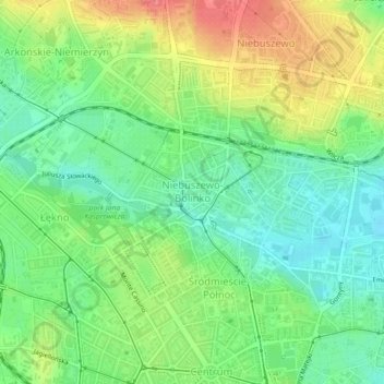 Niebuszewo-Bolinko topographic map, elevation, terrain