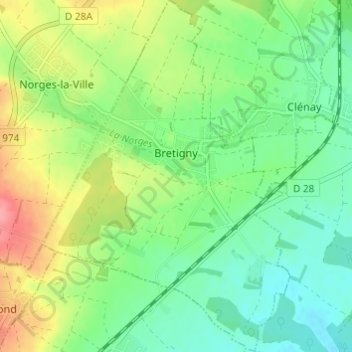 Bretigny topographic map, elevation, terrain