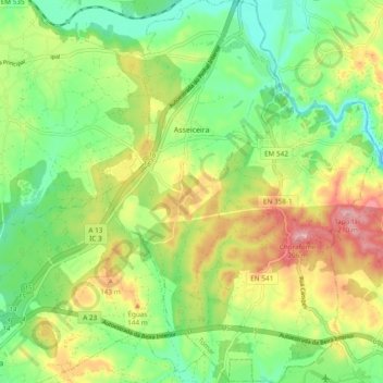 Asseiceira topographic map, elevation, terrain