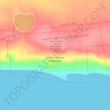Sachs Harbour (Ikaahuk) topographic map, elevation, terrain