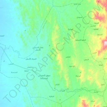 Mustaba District topographic map, elevation, terrain