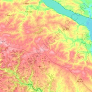 Chanceford Township topographic map, elevation, terrain