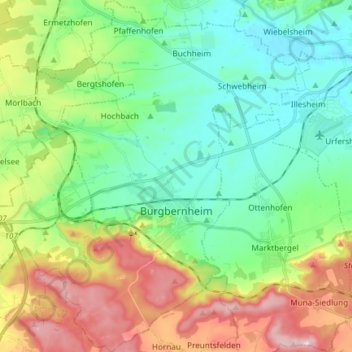 Burgbernheim topographic map, elevation, terrain