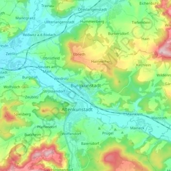Burgkunstadt topographic map, elevation, terrain