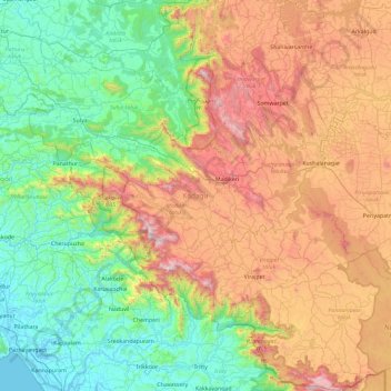 Kodagu topographic map, elevation, terrain