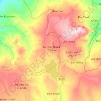 Sidi Khelifa topographic map, elevation, terrain