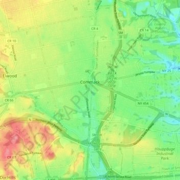 Commack topographic map, elevation, terrain