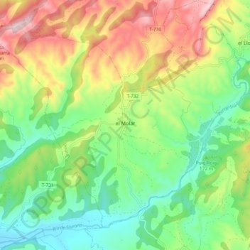 el Molar topographic map, elevation, terrain