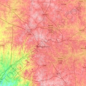Bengaluru topographic map, elevation, terrain