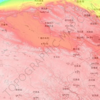 Haixi Mongol and Tibetan Autonomous Prefecture topographic map, elevation, terrain