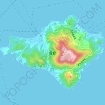 豊島 topographic map, elevation, terrain