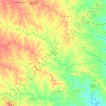 Puncha topographic map, elevation, terrain